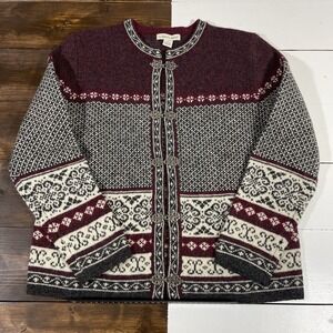 Carroll Reed Wool Clasp Nordic‎ Fair Isle Cardigan Sweater